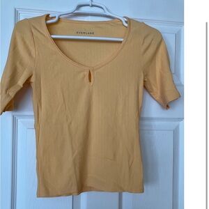 Everlane Women's Yellow Scoop Neck Short Sleeve Top